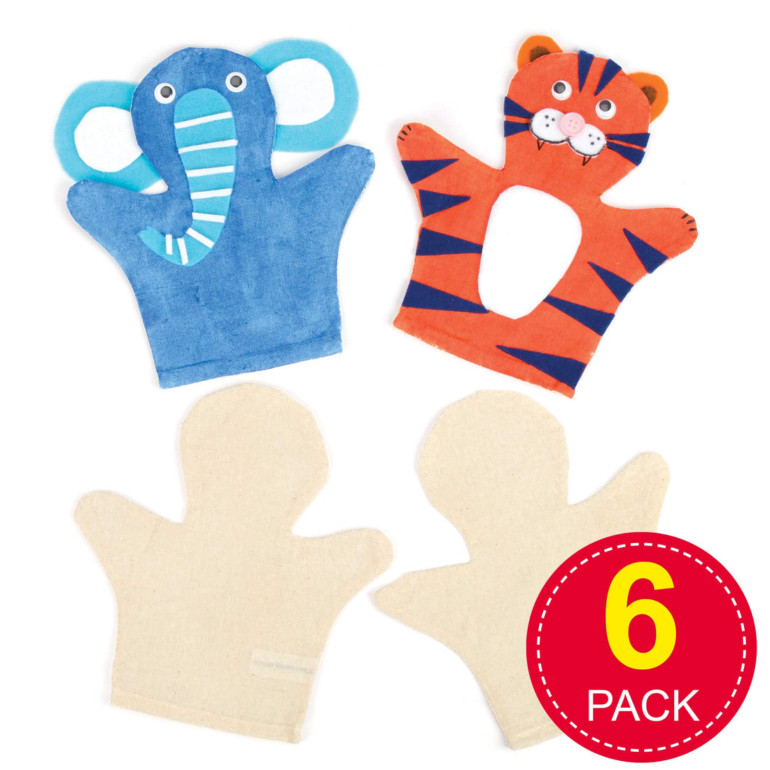 Stoff-Handpuppen zum Bemalen & Dekorieren – 6er Pack